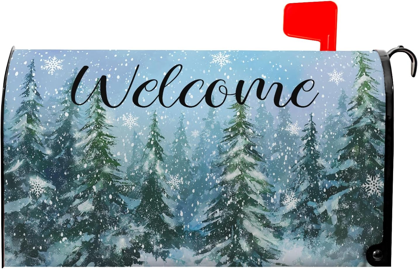 Fundas buzón invierno diseño pino magnético 21x18pulg copos nieve