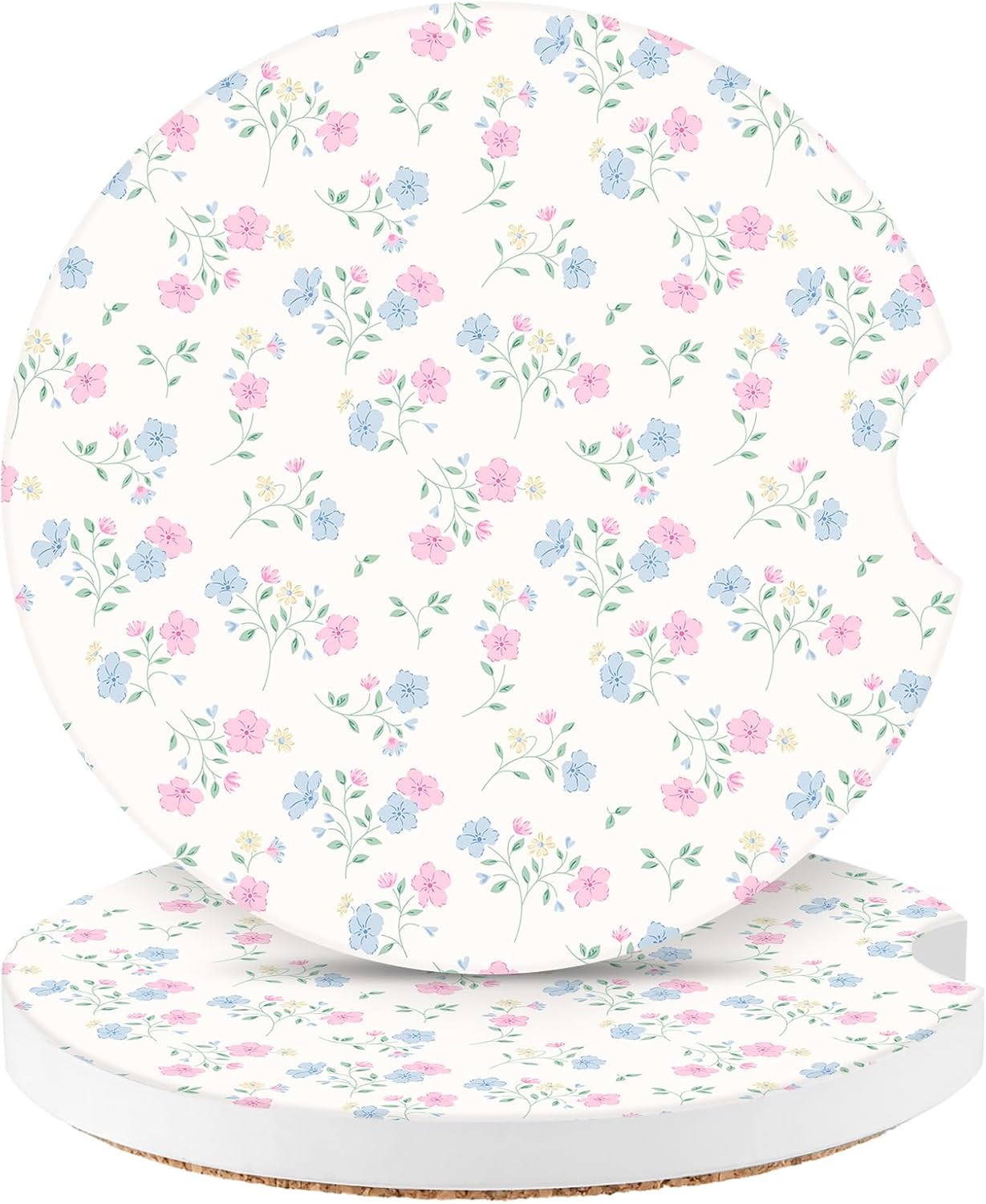 Posavasos automóvil cerámica 2.56pulg flores vintage pack 2