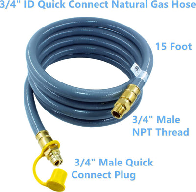 Manguera gas natural 15ft 3/4 ID con kit conexión rápida