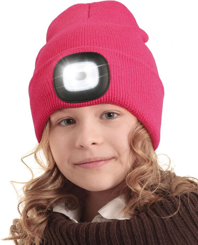 Gorro LED unisex niños linterna frontal recargable USB negro