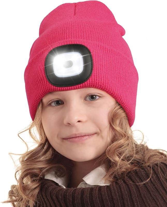 Gorro LED unisex niños linterna frontal recargable USB negro