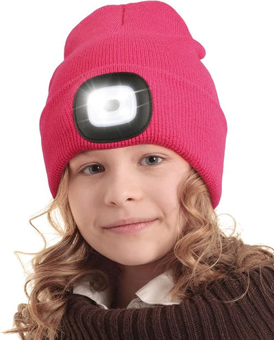 Gorro LED unisex niños linterna frontal recargable USB negro