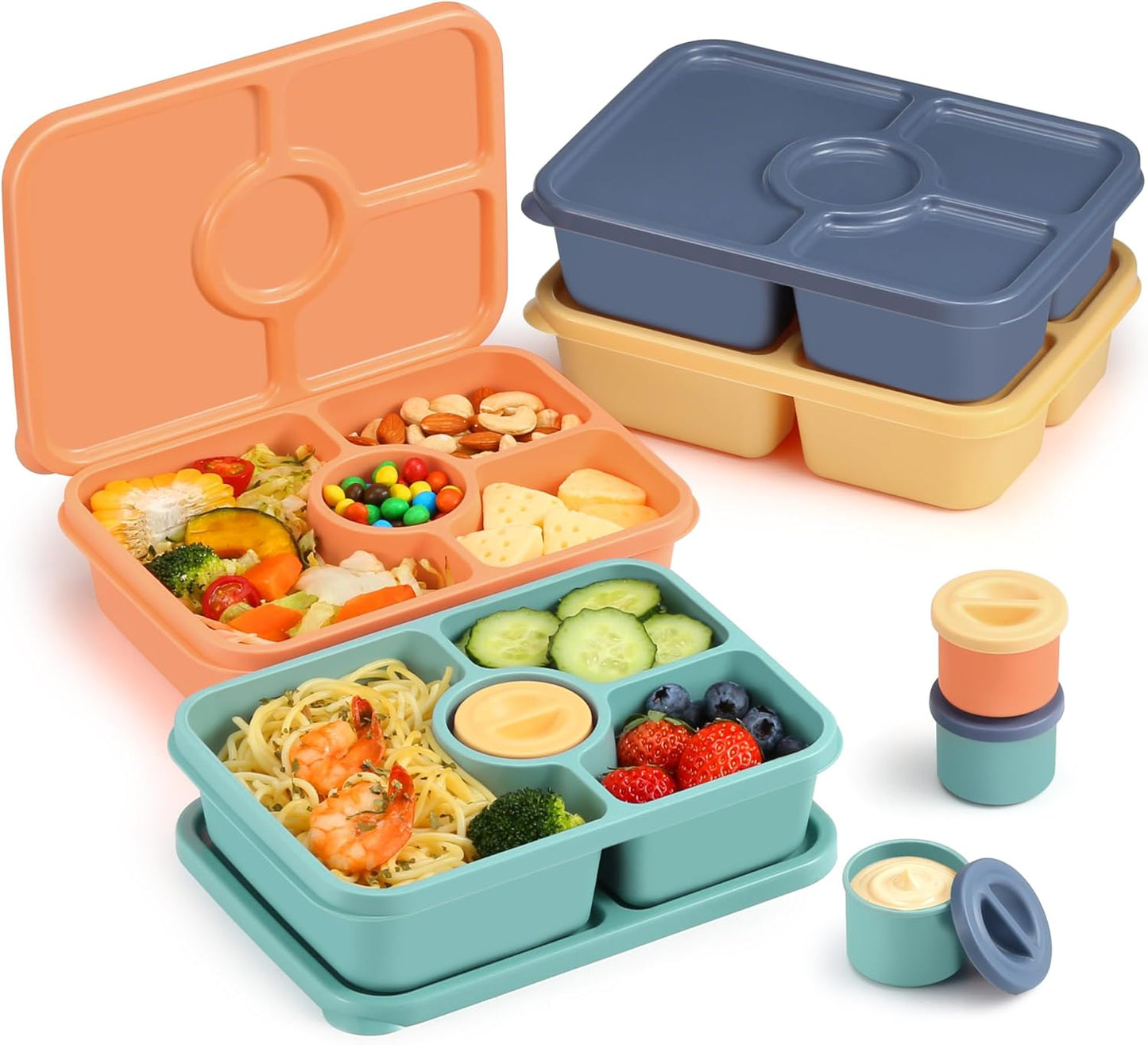Contenedores Bento reutilizables para adultos y niños, paquete de 4