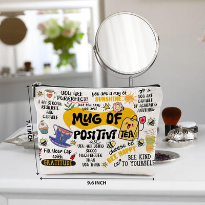 Bolsa maquillaje con afirmaciones motivacionales