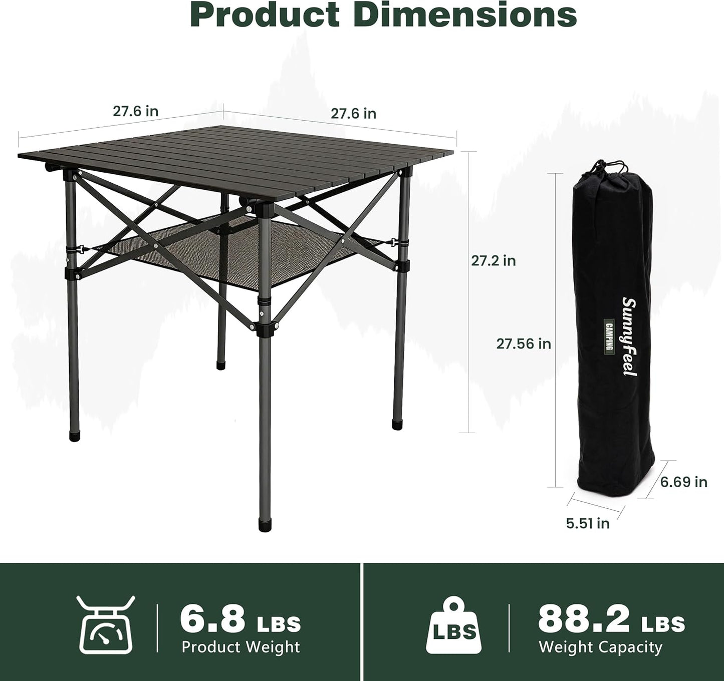 Mesa camping plegable aluminio 4 plazas con bolsa transporte