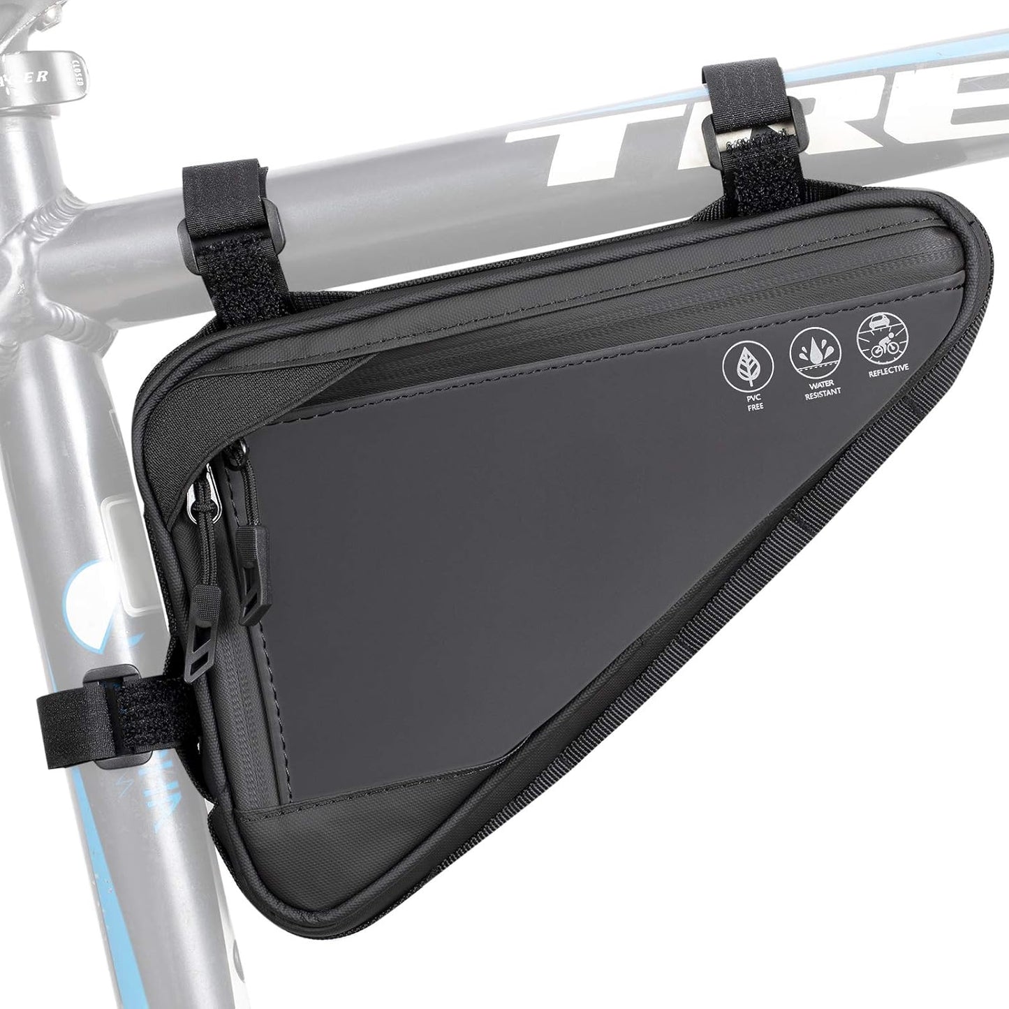 Bolsa reflectante para cuadro bicicleta con bolsillos