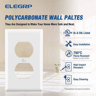Cubiertas salida dúplex placas pared UL certificado blanco