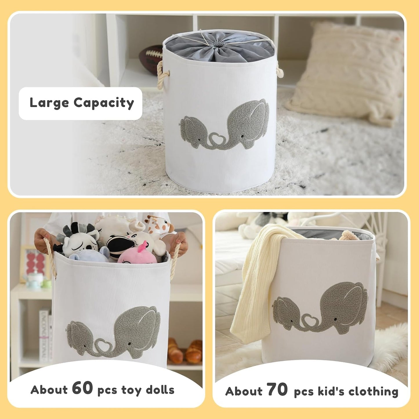 Cesta extragrande para bebé guardería 58L plegable lona