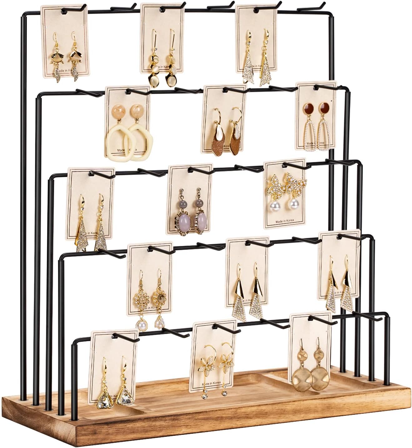 Soporte exhibición aretes pendientes anillos marrón rústico