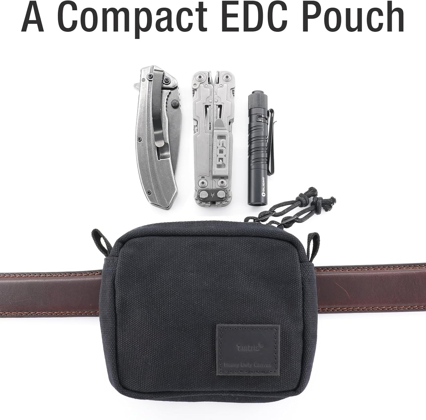 Bolsa cinturón EDC YKK resistente al agua lona encerada negro