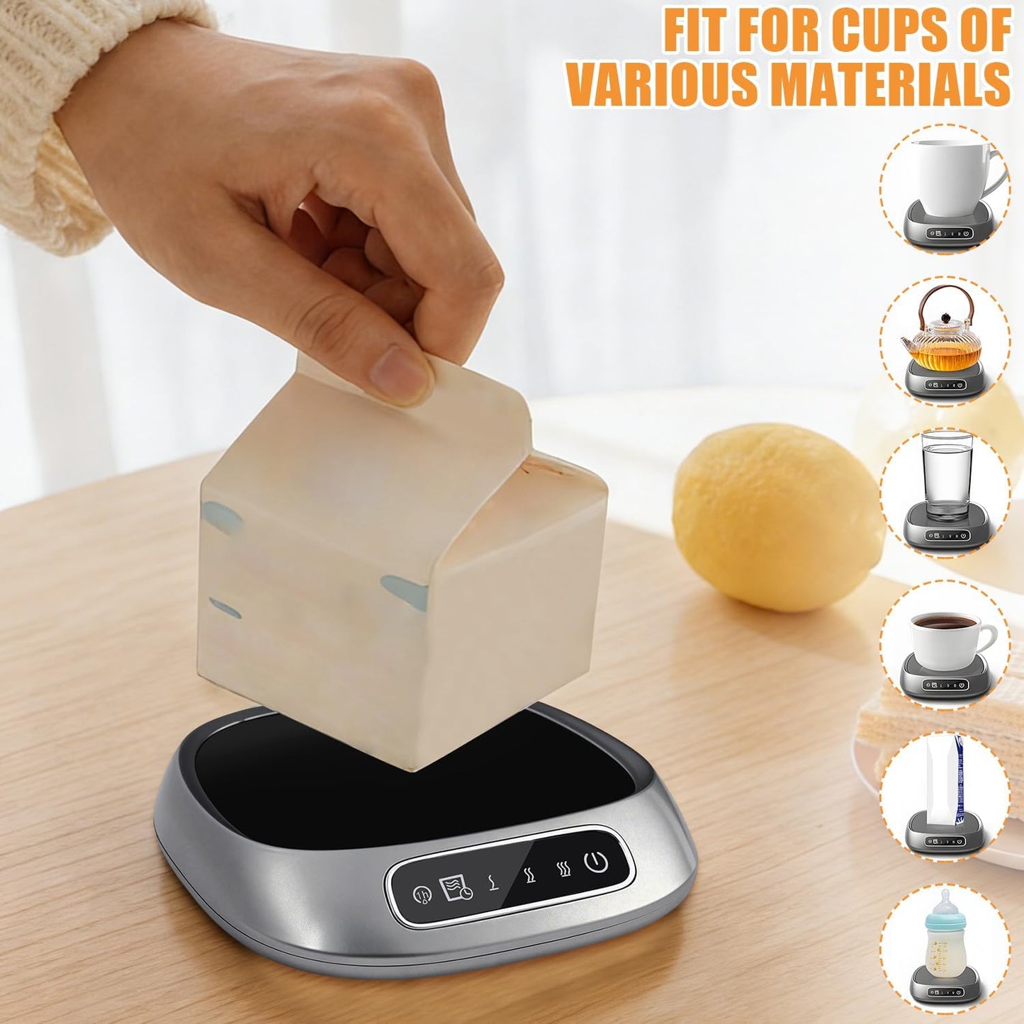 Calentador de taza de café USB con 3 ajustes de temperatura y apagado automático gris