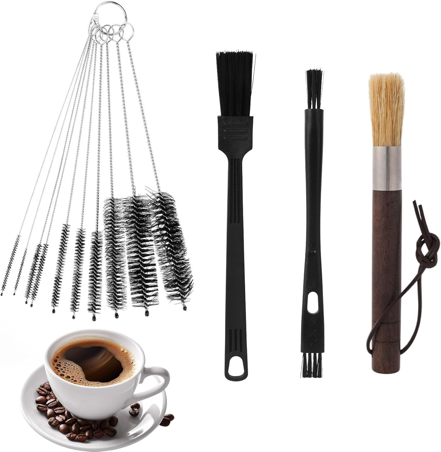 Set 13 Pzas Cepillos Limpieza Cafetera Expreso Mango Largo