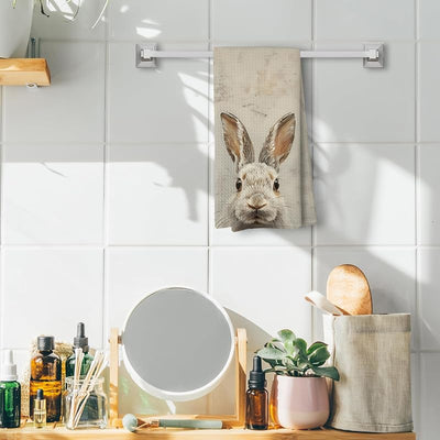 Toallas cocina y baño Pascua estampado conejos retro