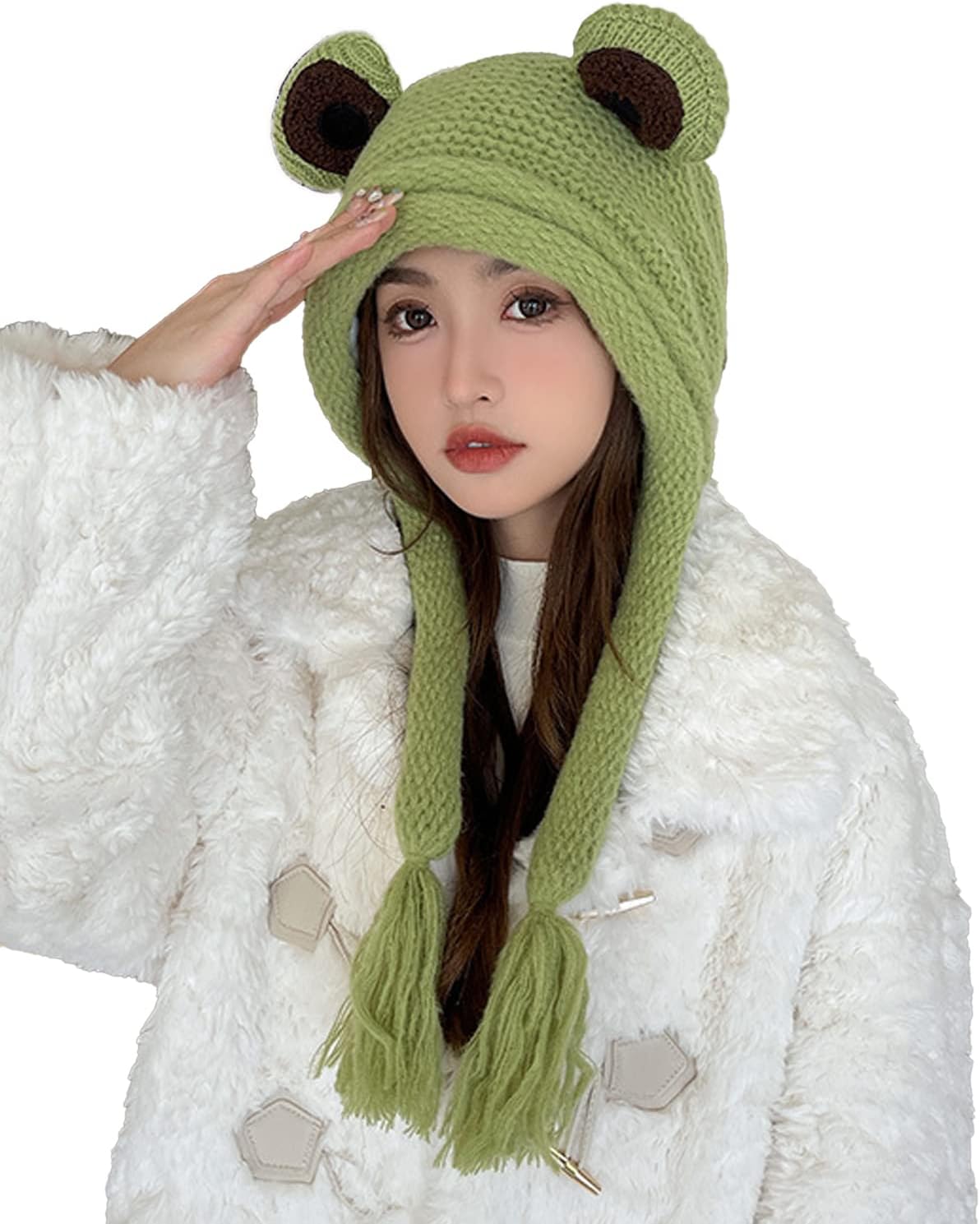 Gorro rana adulto punto ganchillo otoño invierno