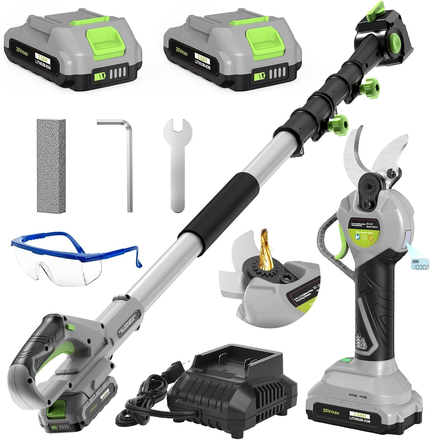 Tijeras poda 2en1 inalámbricas LCD 2000mAh