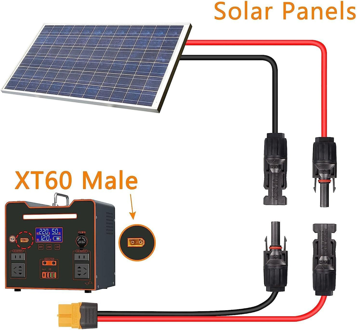 Cable solar XT60 10AWG 10 pies adaptador para batería
