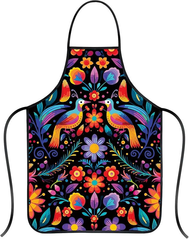 Delantal floral mexicano colorido para mujer y hombre