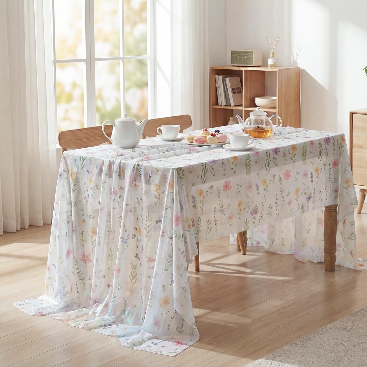 Mantel transparente 60x104pulg acuarela primavera verano