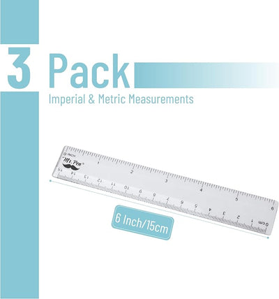 Reglas plástico 6pulg pack 3 diseño resistente arañazos