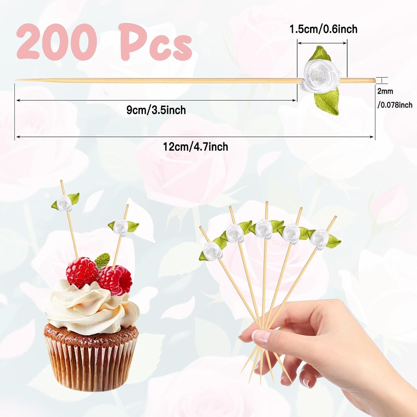 200 Pinchos Bambú Decorativos para Aperitivos y Boda