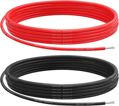 Cable silicona 16 AWG rojo y negro 10pies núcleo cobre estañado