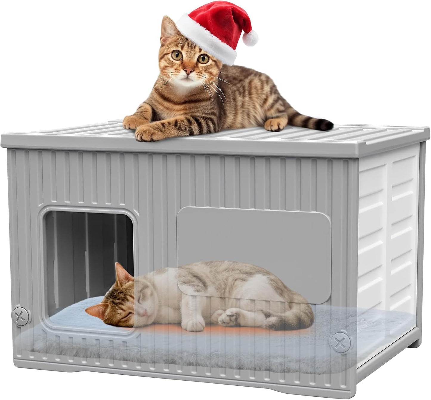 Casa para gatos al aire libre plástico suave gris