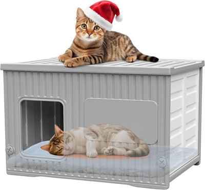 Casa para gatos al aire libre plástico suave gris