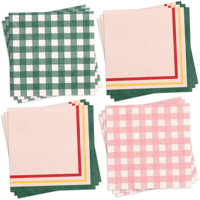 Servilletas campamento 24 pzas cuadros 3 capas lindo regalo