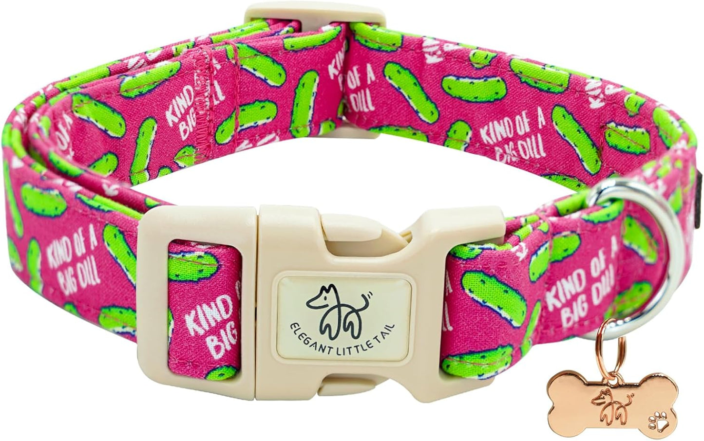 Collar perro cachorro diseño dill pickle rosa ajustable