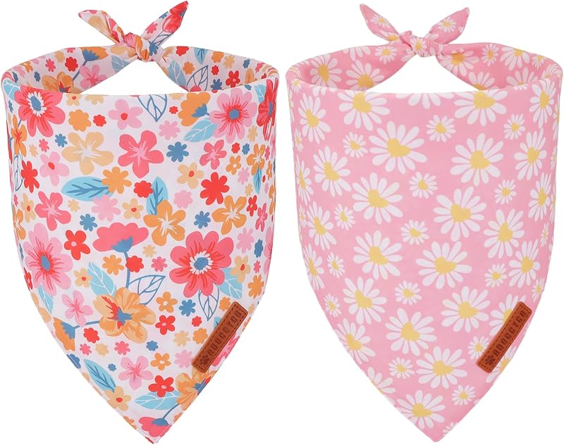 Bandana floral perro 2uds ajustable medianos grandes