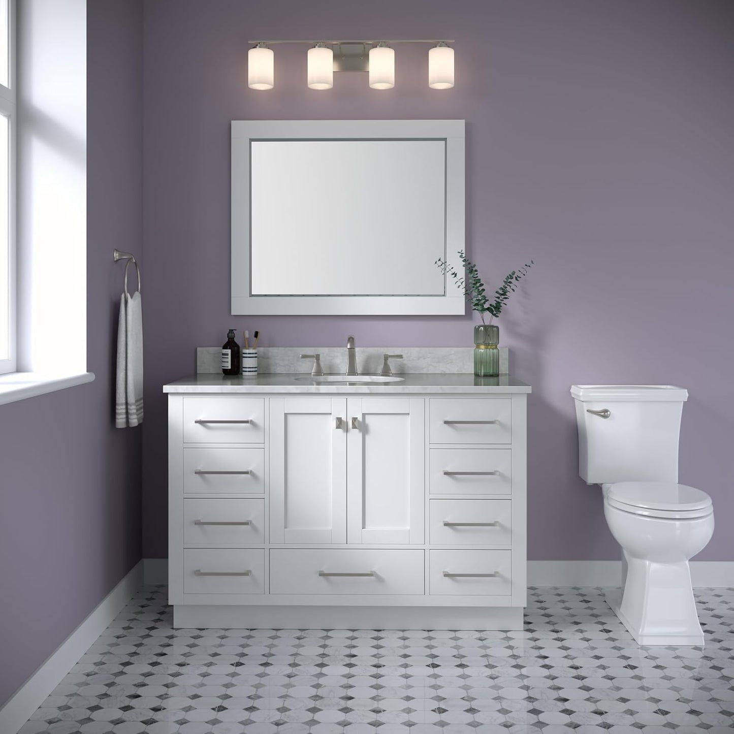 Vanidad 4 luces acero inox color plateado