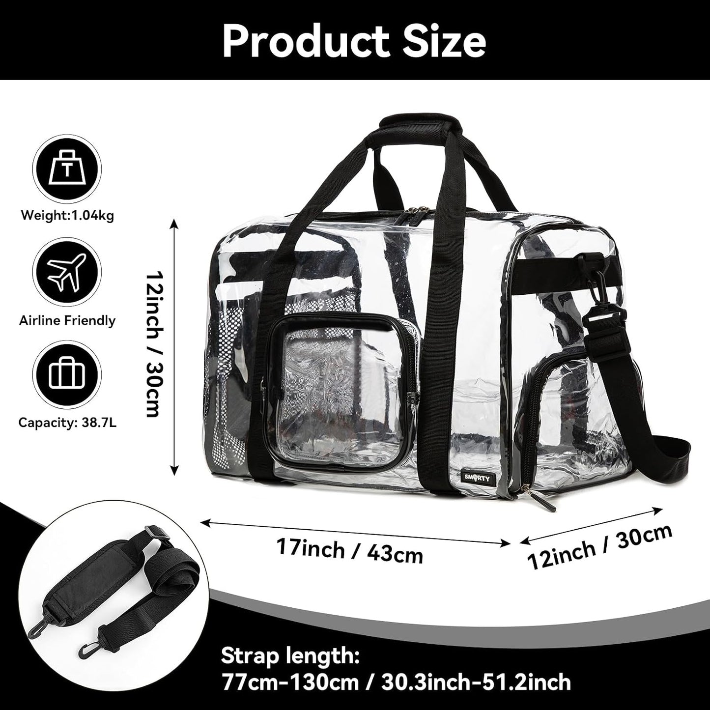 Bolsa gimnasio transparente con compartimento zapatos