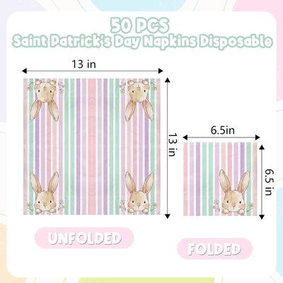 Servilletas Pascua conejo rayas pastel 50 uds
