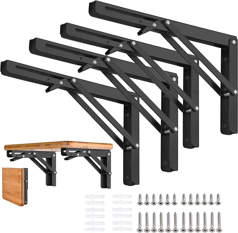 Soportes plegables pared 18" 4 Pzas metal negro