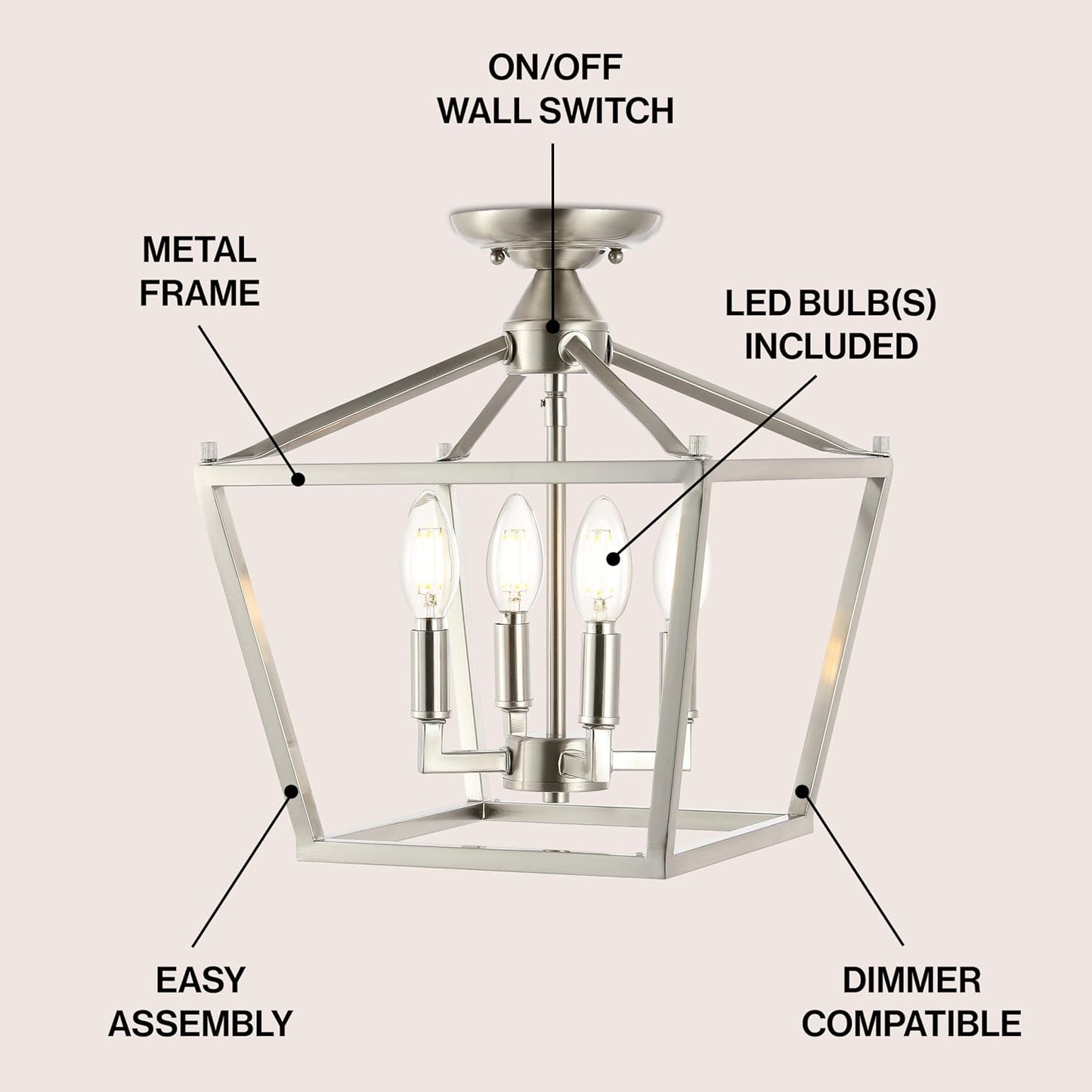 Linterna Mini 30cm 4 Luces LED Hierro Moderna para Oficina