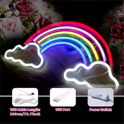 Luz neón arcoíris USB para niños dormitorio fiesta