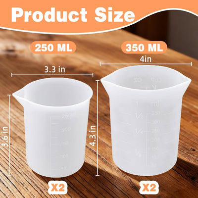 4 Tazas Medidoras Silicón para Derretir Chocolate 8.5 y 11.8oz