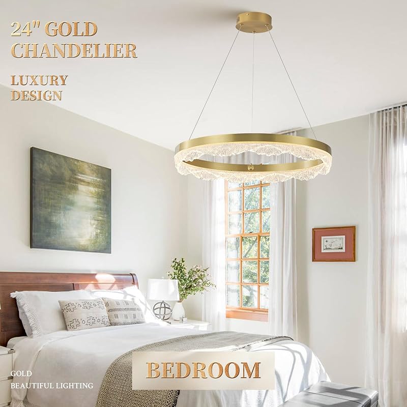 Candelabro LED anillo dorado 24" regulable