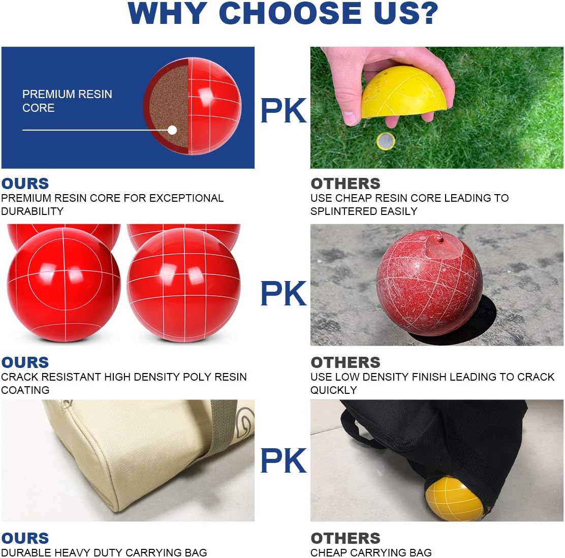 Set pelotas bocce 100mm 8 pzas resina pallino bolsa