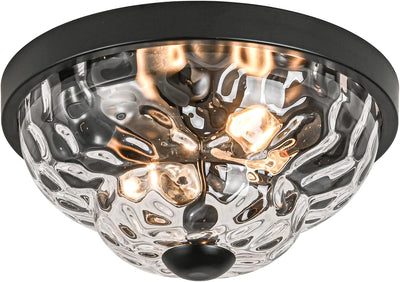 Lámpara techo negra 2 luces vidrio texturizado industrial