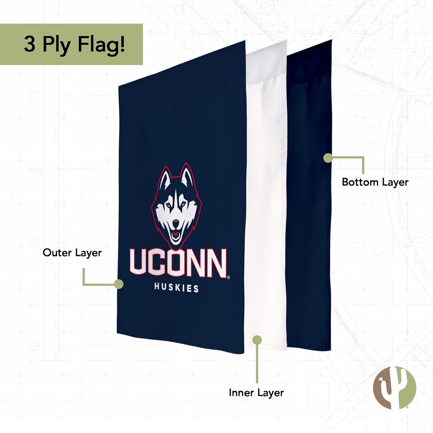 Bandera jardín UConn Huskies 19x12pulg diseño D