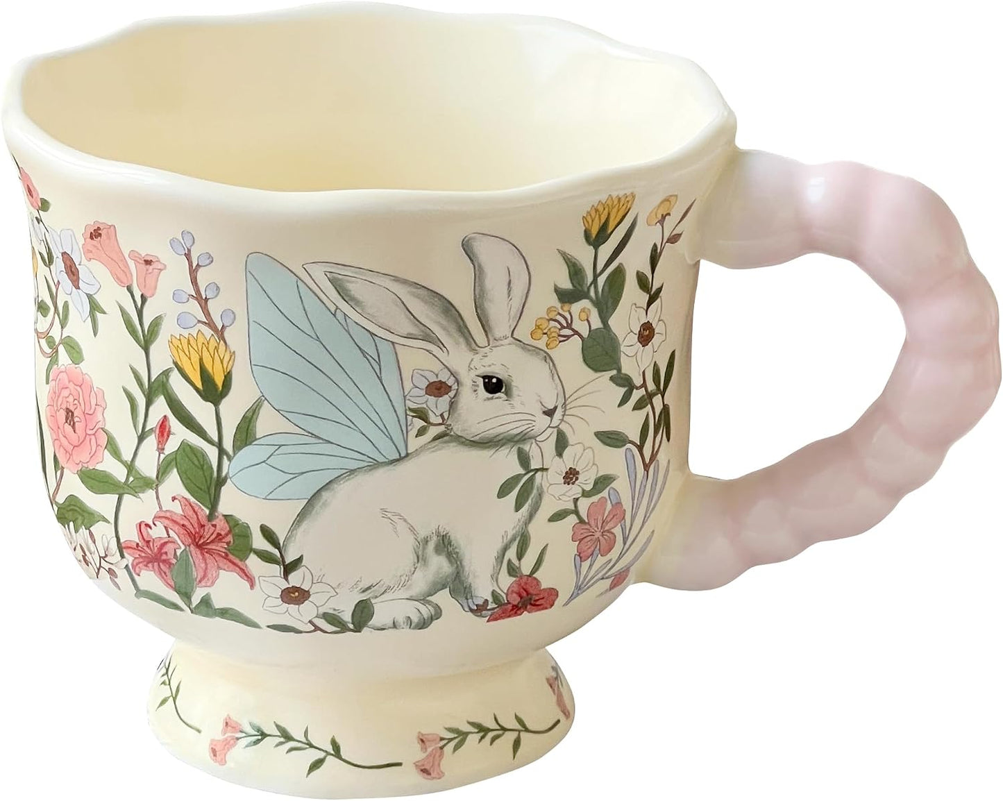Taza cerámica diseño conejo 13oz con asa regalo kawaii pascua