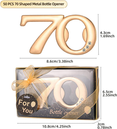 70 Abrebotellas Doradas y Negras 50 Pzas para Cumpleaños