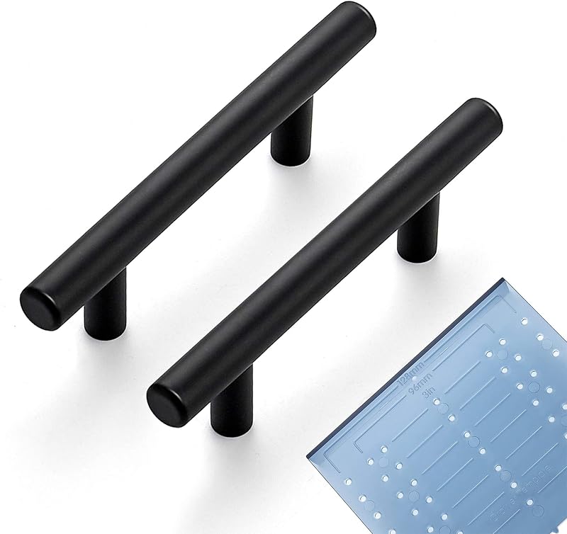 60 Tiradores Acero Inox 6" Negro Mate para Cajones