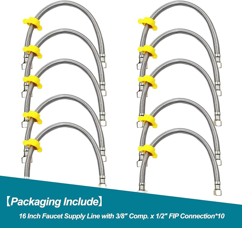 Líneas grifo FIP 16" 3/8x1/2 acero inox 10 Pzas