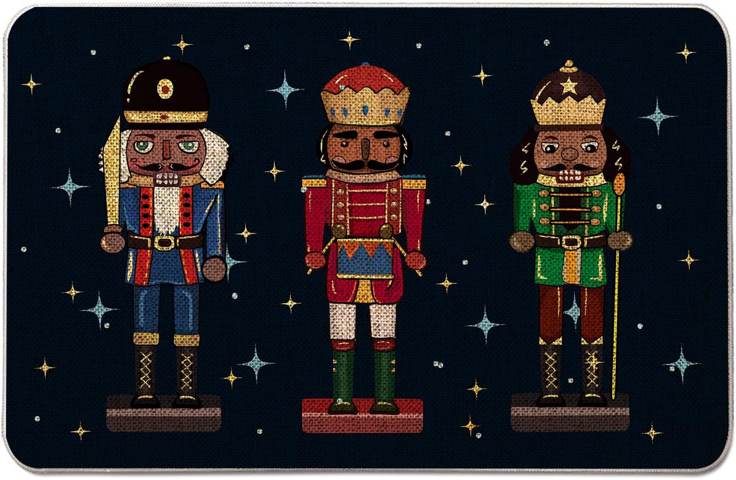 Tapete Navidad cascanueces azul oscuro 17x27pulg