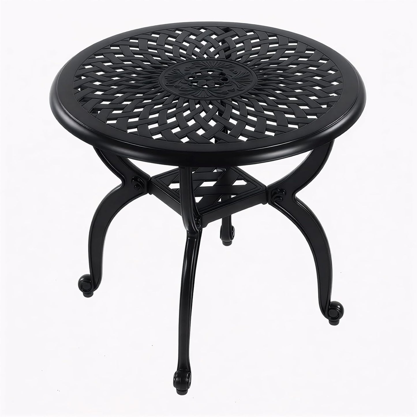 Mesa auxiliar aluminio fundido redonda 21" negro