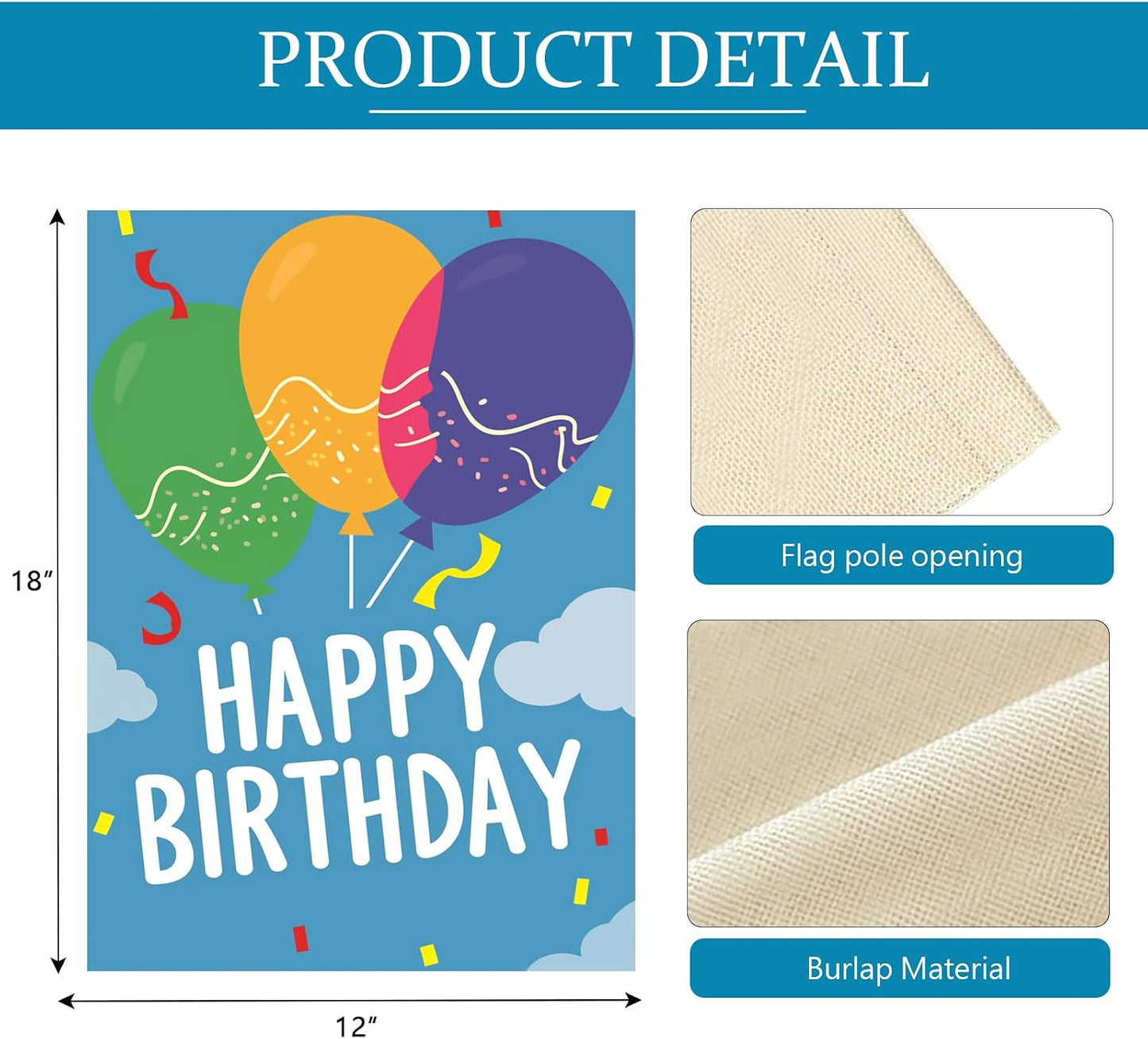 Bandera jardín feliz cumpleaños 12x18pulg doble cara