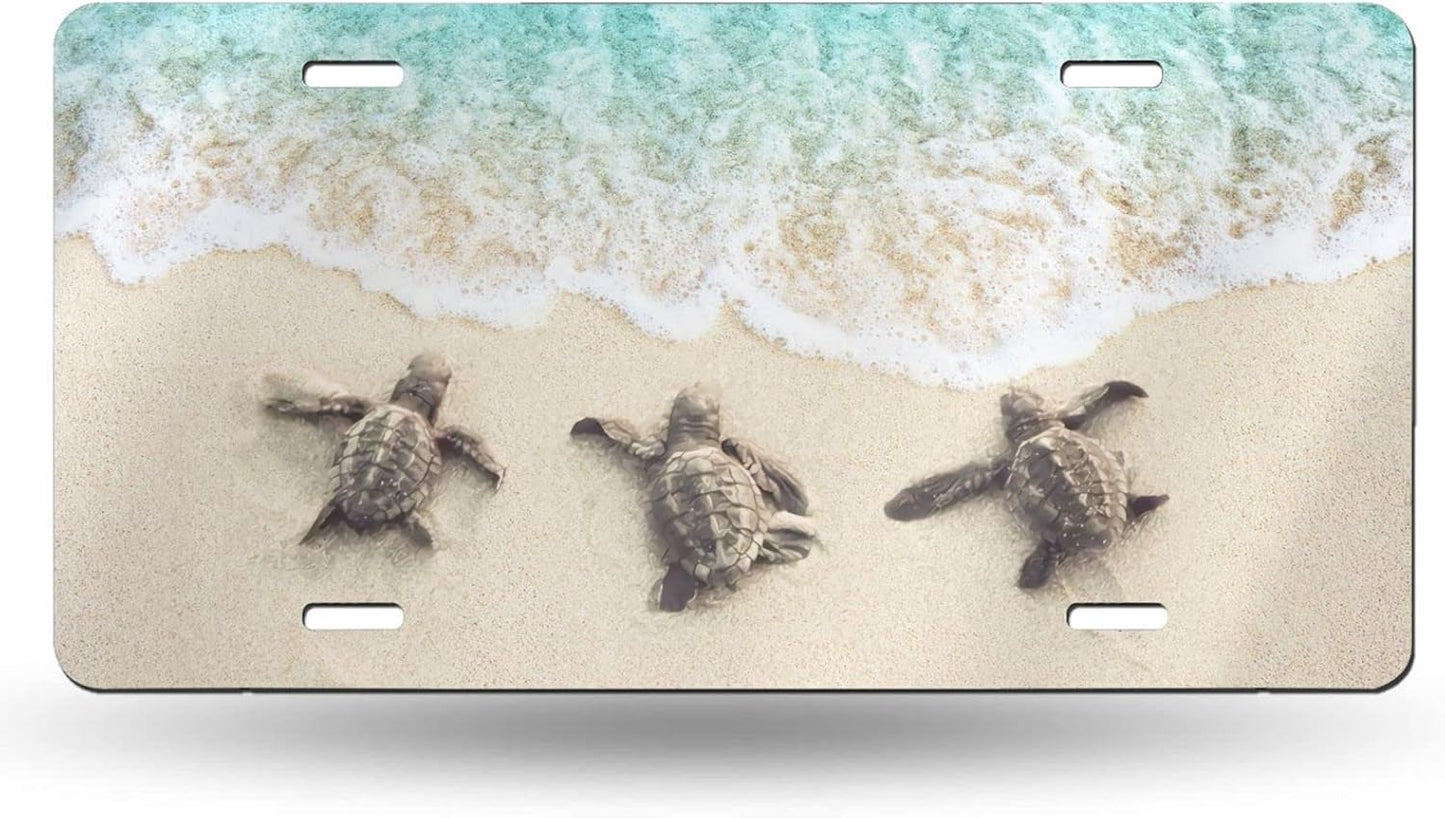 Placa licencia decorativa tortugas marinas aluminio 6"