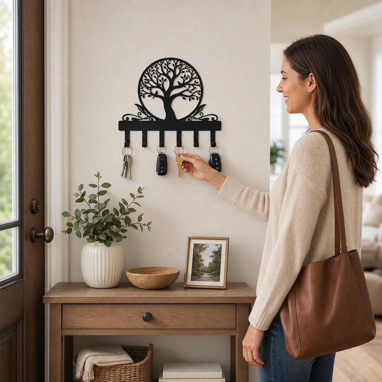 Soporte llaves pared metal 6 ganchos entrada cocina